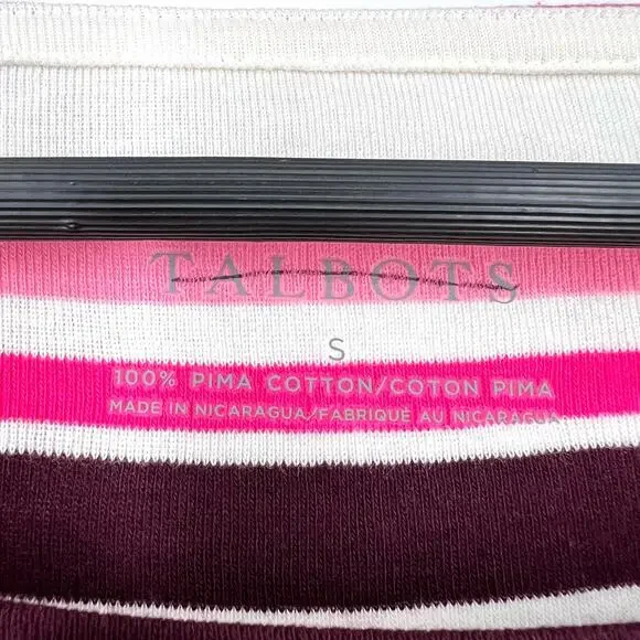 Talbots Sz Small Soft Pink Yellow Colorful Blouse Shirt Top 3/4 Sleeve Tropical - Picture 2 of 7